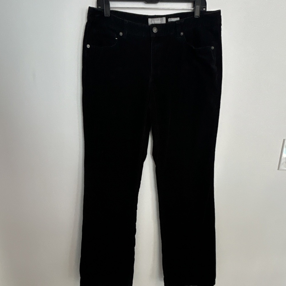 Liz‎ Claiborne Women's Jeans Black Corduroy Zip Button 5-Pocket Design